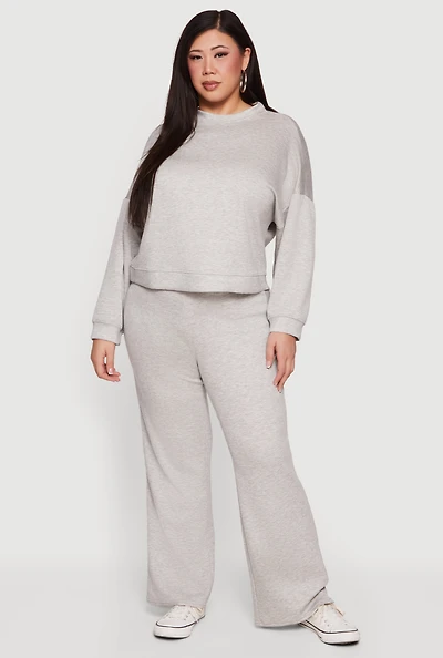 Plus Drawstring Waist Pull On Flare Pants