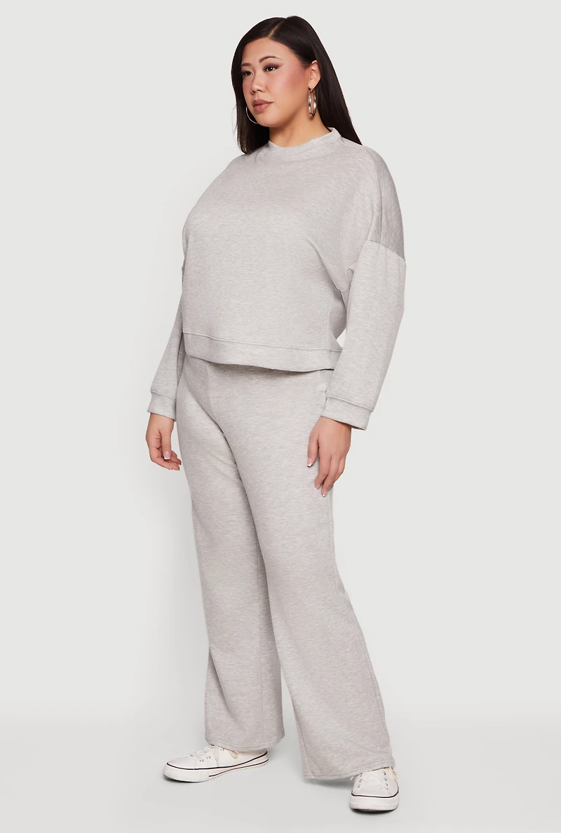 Plus Drawstring Waist Pull On Flare Pants