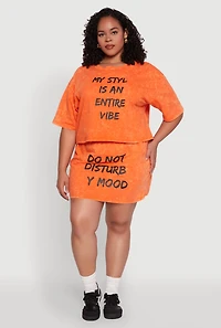 Womens Plus Size Varsity Stripe Waistband Mineral Wash Graphic Skirt, Orange, Size 2X