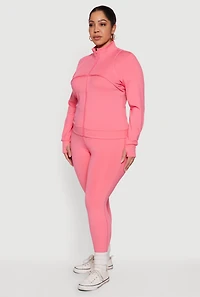 Plus Long Sleeve Mock Neck Yoga Jacket with Thumb Holes