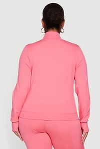 Plus Long Sleeve Mock Neck Yoga Jacket with Thumb Holes