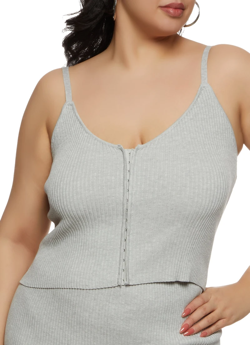 Plus Ribbed Hook and Eye Cami