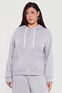 Plus Zip Front Fleece Hoodie