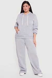 Plus Zip Front Fleece Hoodie