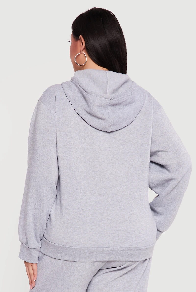 Plus Zip Front Fleece Hoodie