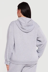 Plus Zip Front Fleece Hoodie