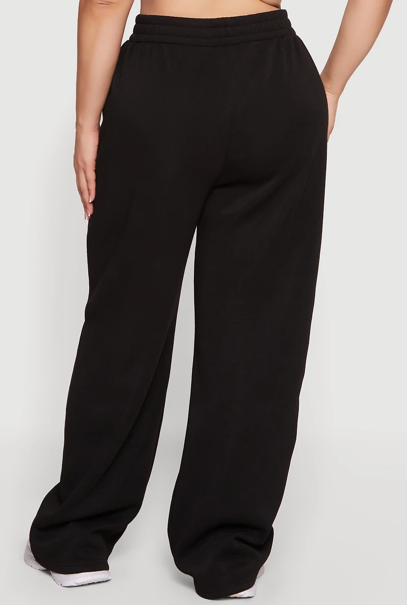 Plus High Waisted Wide Leg Sweatpants