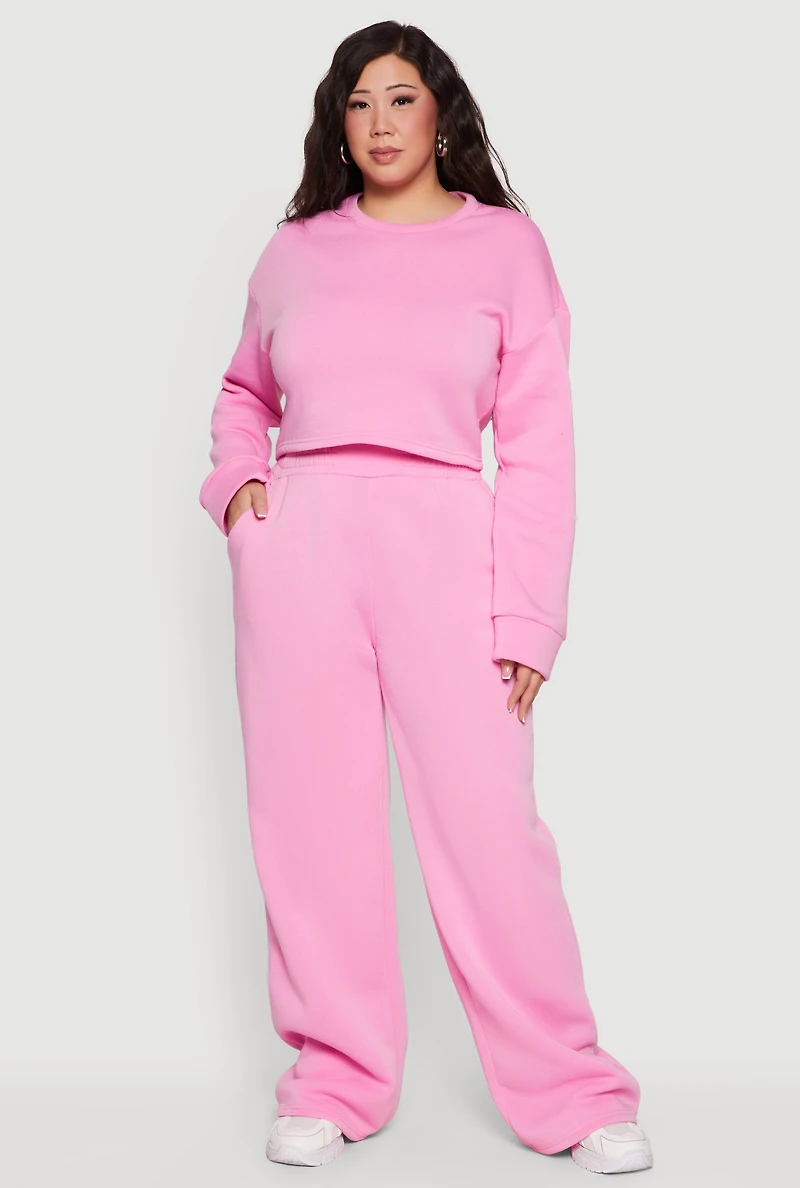 Plus High Waisted Wide Leg Sweatpants