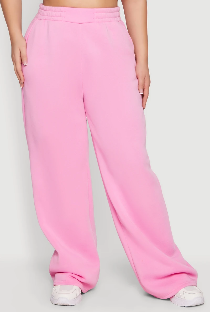 Plus High Waisted Wide Leg Sweatpants