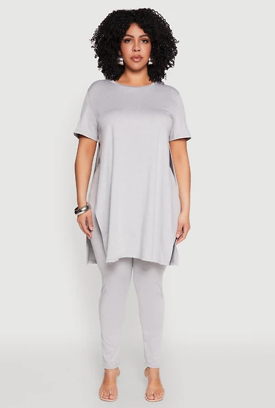 Womens Plus Size Daisy High Waist Leggings, Grey, Size 1X