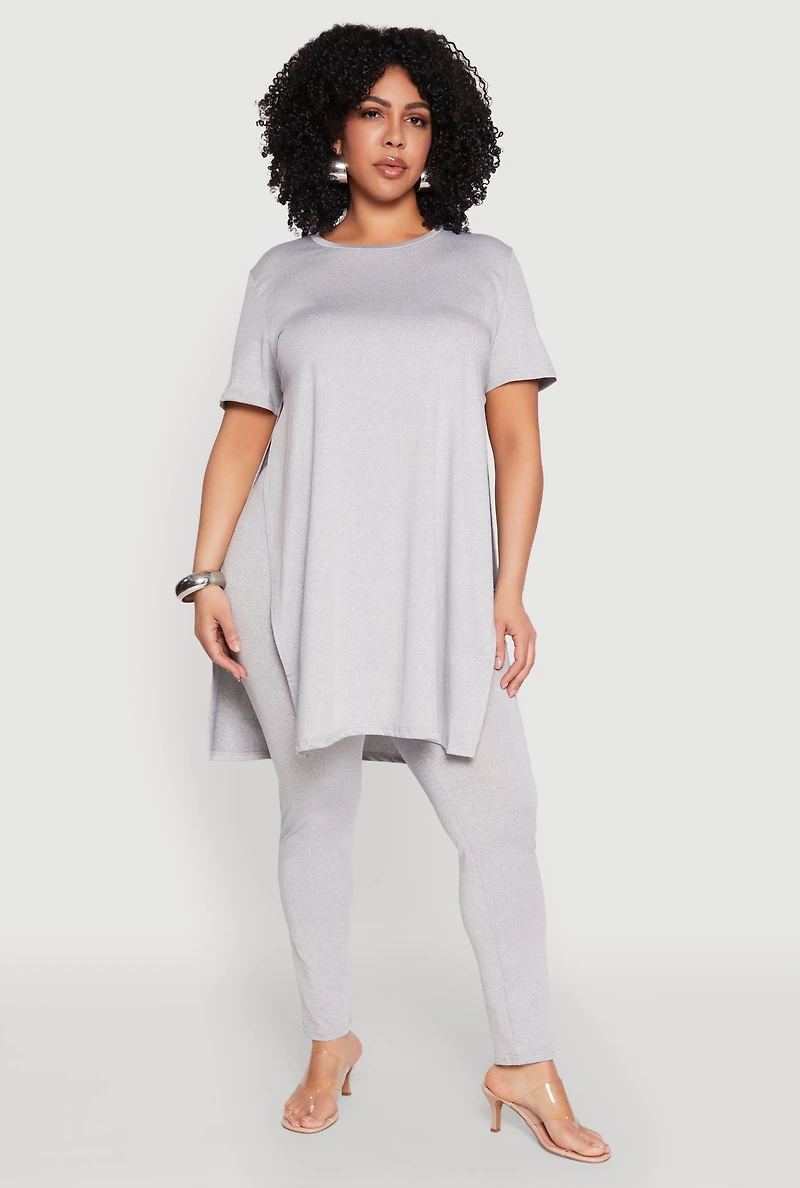 Womens Plus Size Daisy High Waist Leggings, Grey, Size 1X
