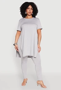 Womens Plus Size Daisy High Waist Leggings, Grey, Size 1X