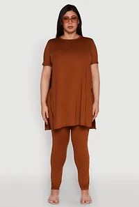 Womens Plus Size Daisy High Waist Leggings, Brown, Size 1X