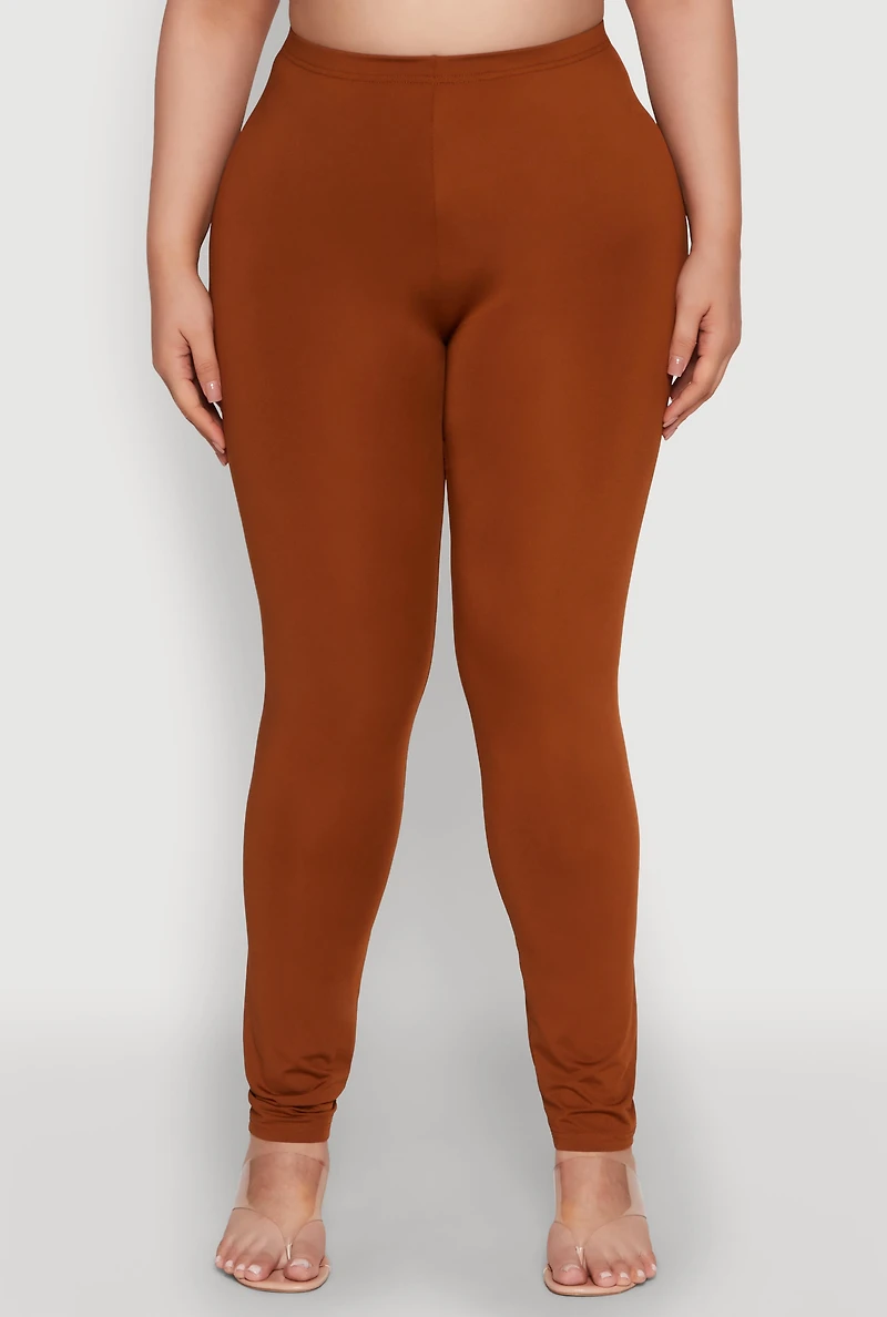 Womens Plus Size Daisy High Waist Leggings, Brown, Size 1X
