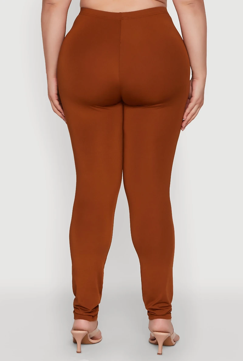 Womens Plus Size Daisy High Waist Leggings, Brown, Size 1X