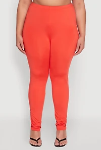 Womens Plus Daisy High Waist Leggings, Orange,