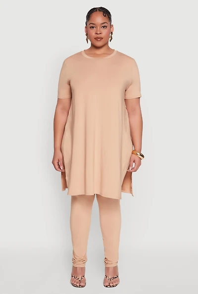 Womens Plus Size Daisy High Waist Leggings, Khaki, Size 2X