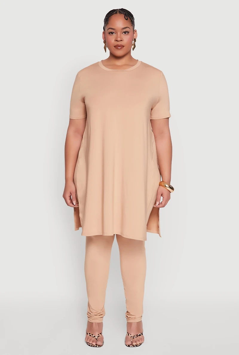 Womens Plus Size Daisy High Waist Leggings, Khaki, Size 1X