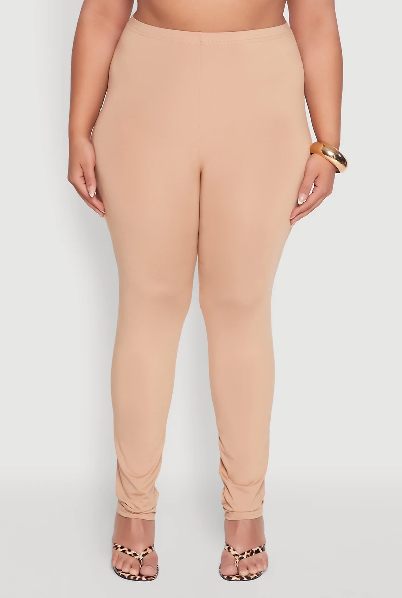 Womens Plus Size Daisy High Waist Leggings, Khaki, Size 1X