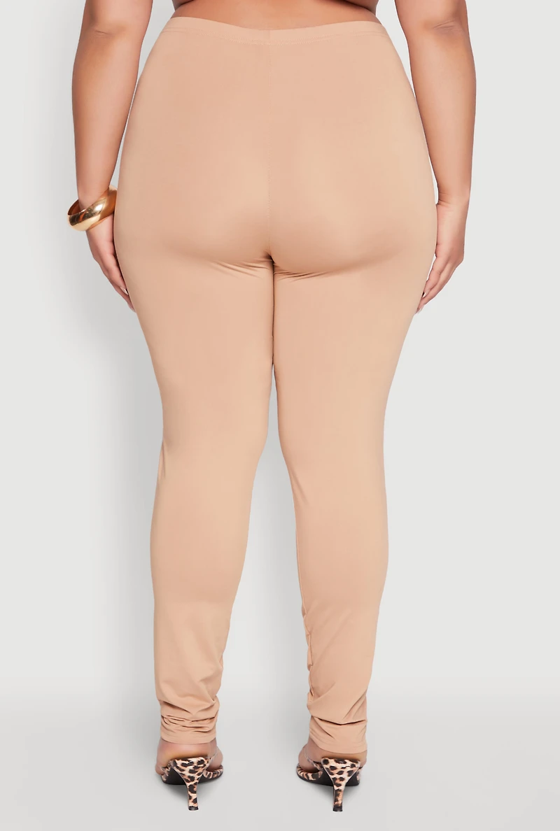 Womens Plus Size Daisy High Waist Leggings, Khaki, Size 1X