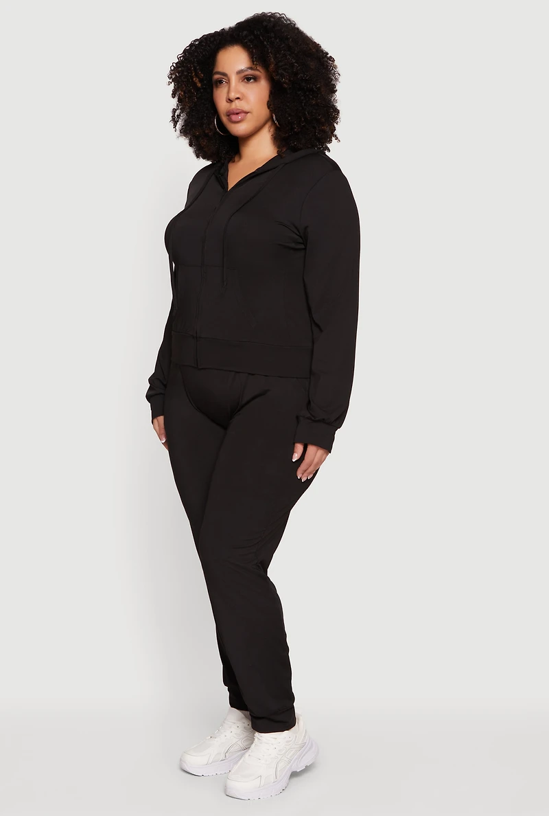 Plus Zip Front Hooded Active Jacket