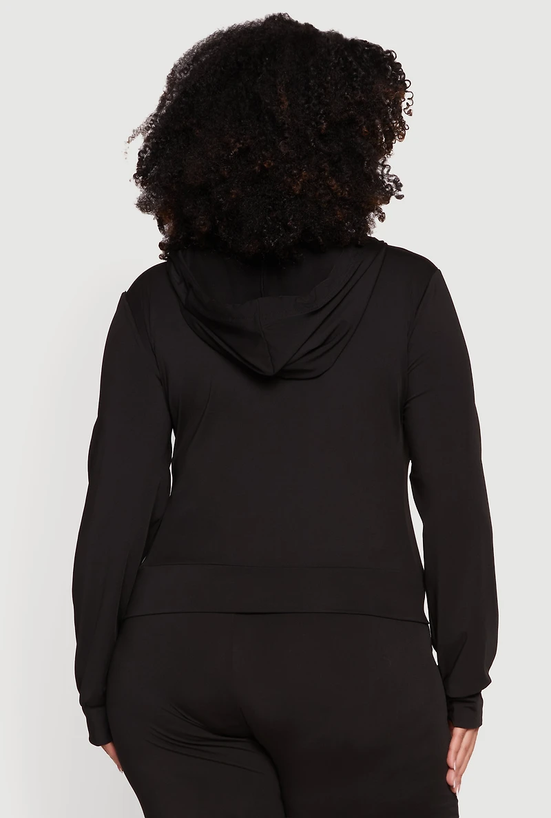 Plus Zip Front Hooded Active Jacket