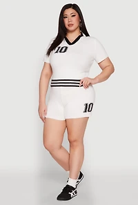 Plus Daisy 10 Graphic Varsity Stripe Shorts