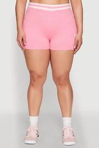 Womens Plus Daisy 10 Graphic Varsity Stripe Shorts,