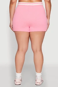 Womens Plus Daisy 10 Graphic Varsity Stripe Shorts,