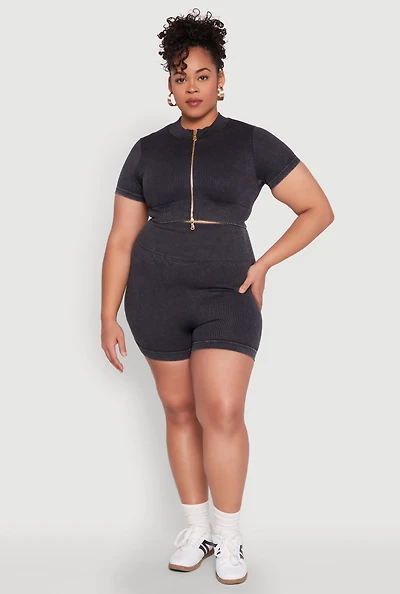 Plus Daisy Mineral Wash Seamless Bike Shorts