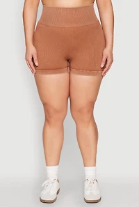 Womens Plus Daisy Mineral Wash Seamless Bike Shorts,