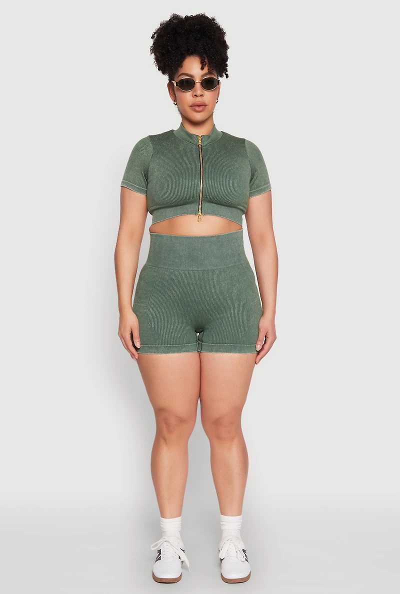 Plus Daisy Mineral Wash Seamless Bike Shorts