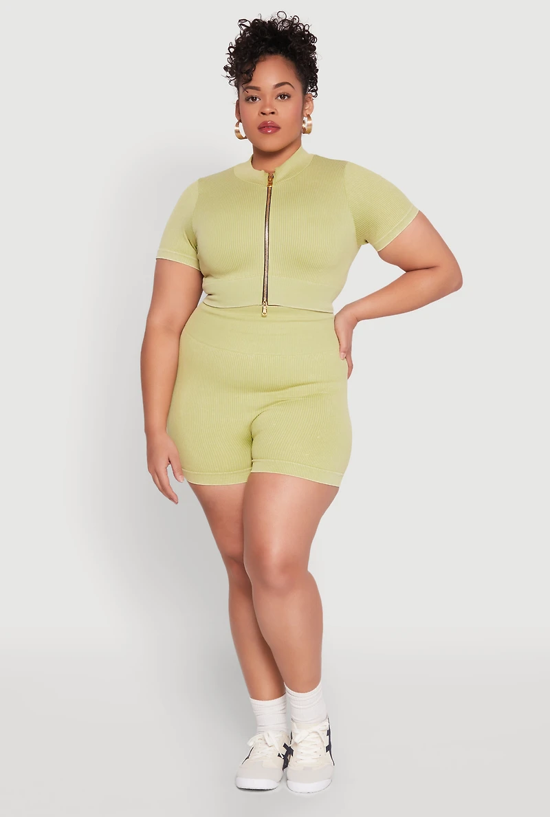 Plus Daisy Mineral Wash Seamless Bike Shorts