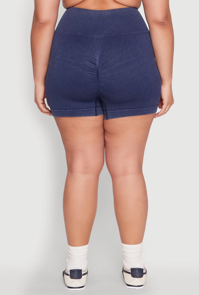 Womens Plus Daisy Mineral Wash Seamless Bike Shorts,