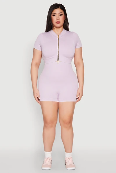 Womens Plus Size Daisy Mineral Wash Seamless Bike Shorts, Purple, Size 1X