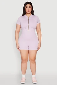 Womens Plus Size Daisy Mineral Wash Seamless Bike Shorts, Purple, Size 1X