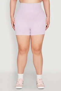 Womens Plus Size Daisy Mineral Wash Seamless Bike Shorts, Purple, Size 1X