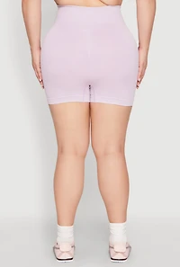 Womens Plus Size Daisy Mineral Wash Seamless Bike Shorts, Purple, Size 1X