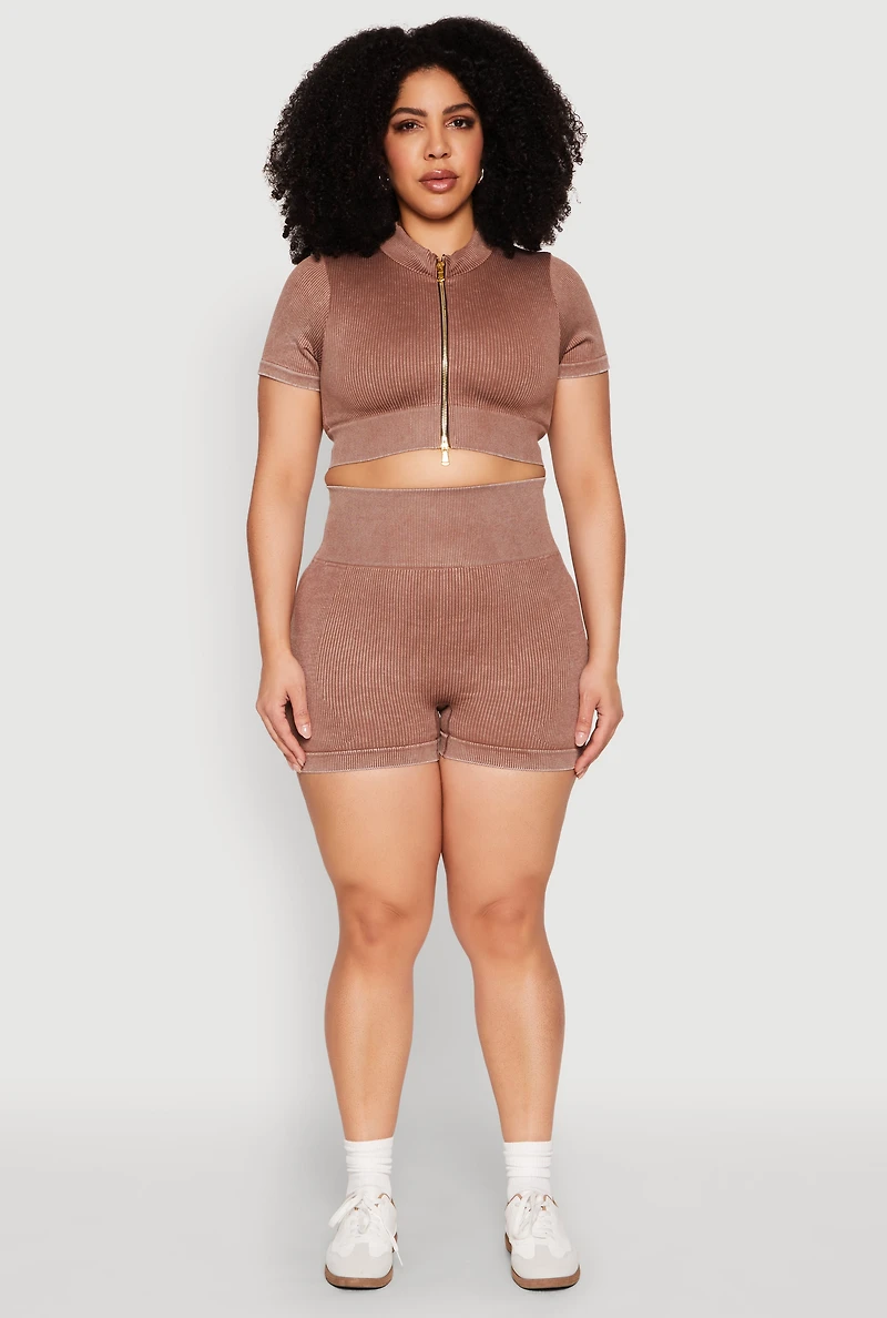 Plus Daisy Mineral Wash Seamless Bike Shorts