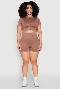 Plus Daisy Mineral Wash Seamless Bike Shorts