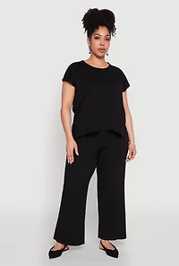 Womens Plus Daisy Knitted Crew Neck Top,