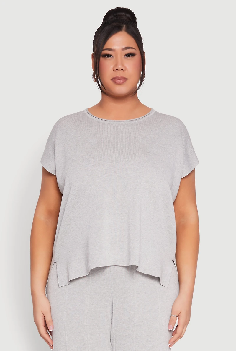 Plus Daisy Knitted Crew Neck Top