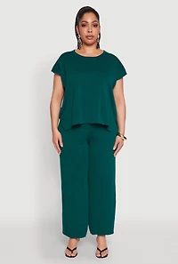 Womens Plus Daisy Knitted Crew Neck Top, 2X