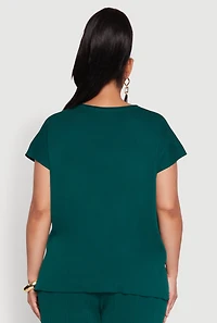 Womens Plus Daisy Knitted Crew Neck Top, 2X