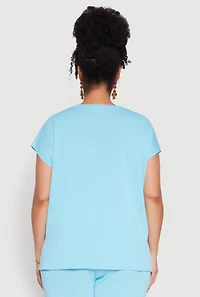 Womens Plus Daisy Knitted Crew Neck Top,
