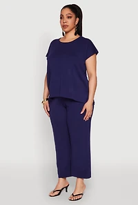 Womens Plus Daisy Knitted Crew Neck Top, 2X