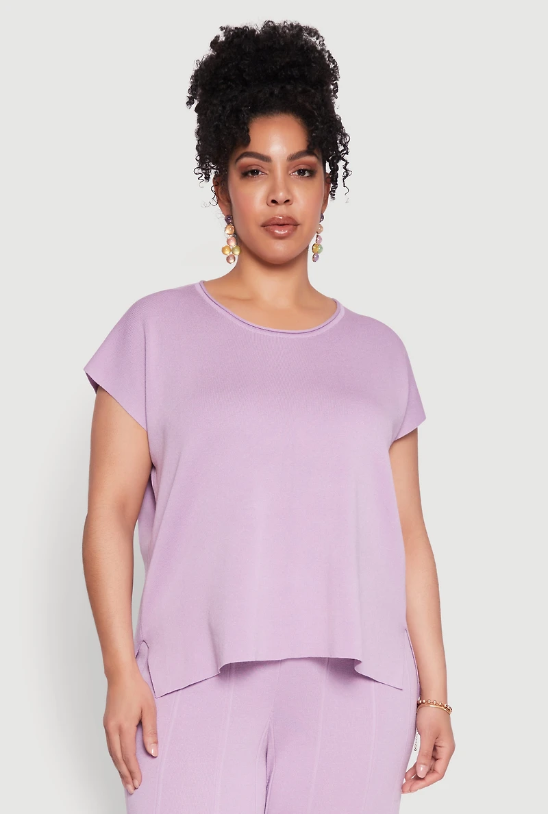 Plus Daisy Knitted Crew Neck Top