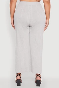 Womens Plus Daisy Knitted Pintuck Wide Leg Pants, 3X