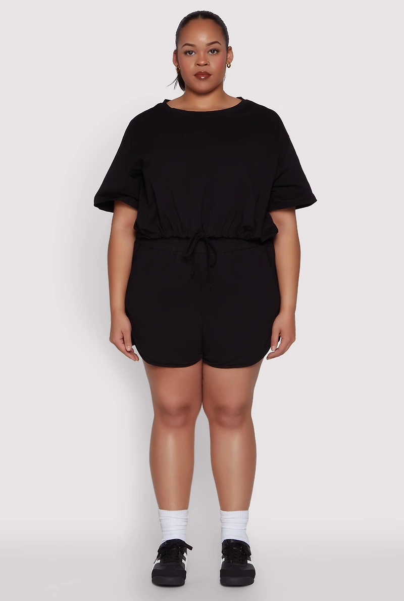 Womens Plus Daisy Drawstring Hem Crop Top, 1X