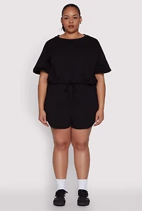 Womens Plus Daisy Drawstring Hem Crop Top, 1X